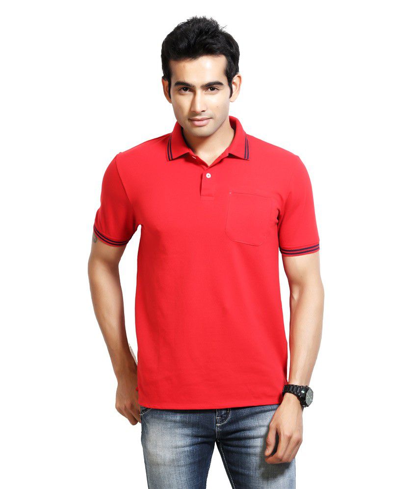 Design Classics Red Cotton Half Sleeves Solids Polo Tshirt - Buy Design ...