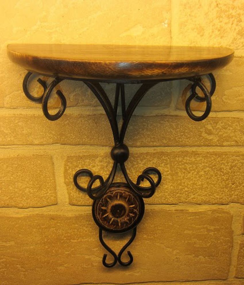 Saaga Brown Mango Wood And Wrought Iron Wall Bracket Saaga Brown Mango Wood And Wrought Iron Wall Bracket