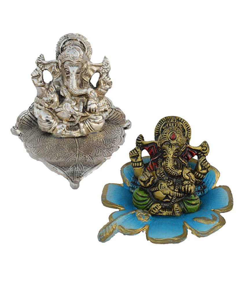     			eCraftIndia Multicolour Metal Set Of Lord Ganesha Statues (2 Piece)