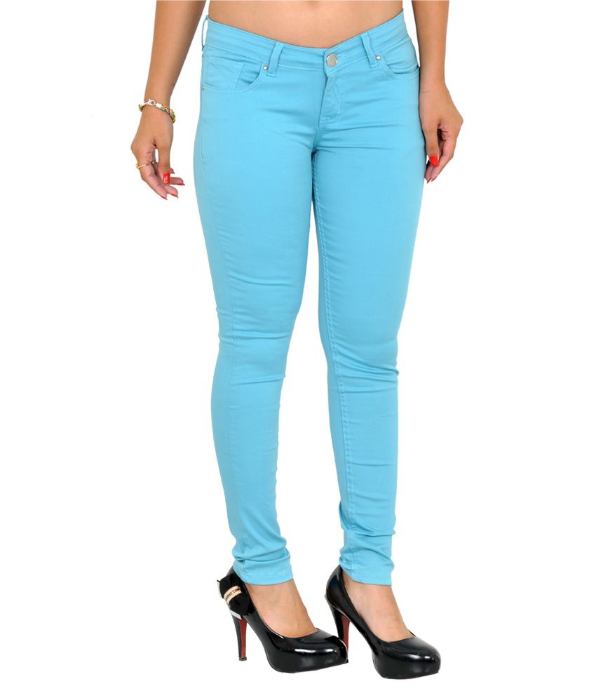 Buy Indie Girl Blue Satin Skinny Stretch Jeans Online at Best Prices in ...
