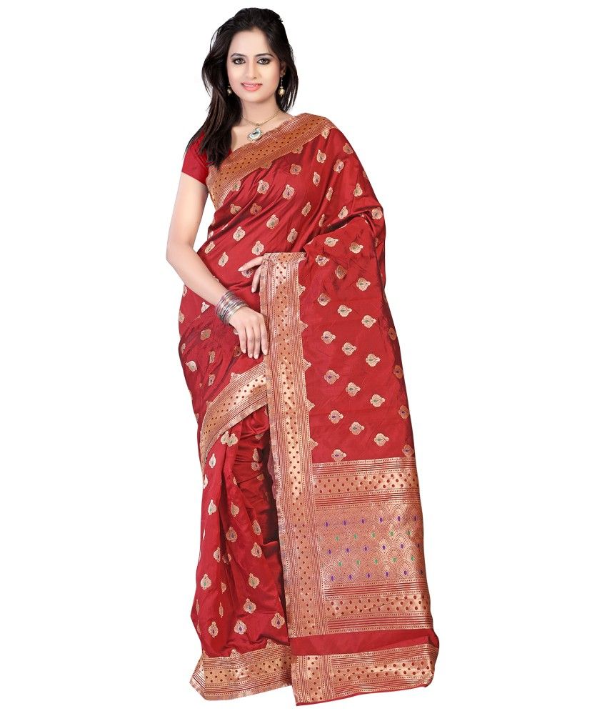 Sanju Sarees Maroon Art Silk Sarees - Buy Sanju Sarees Maroon Art Silk ...