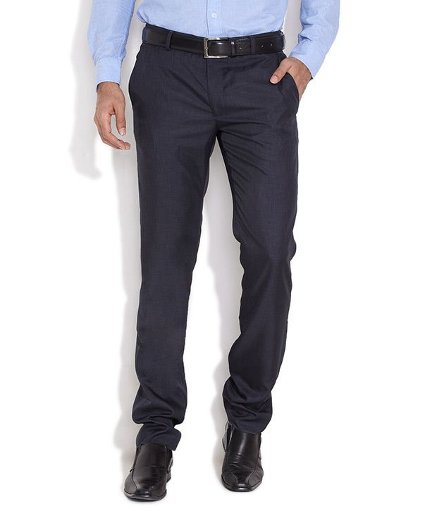 Excalibur Dark Blue Super Slim Stylish Formal Trousers - Buy Excalibur ...