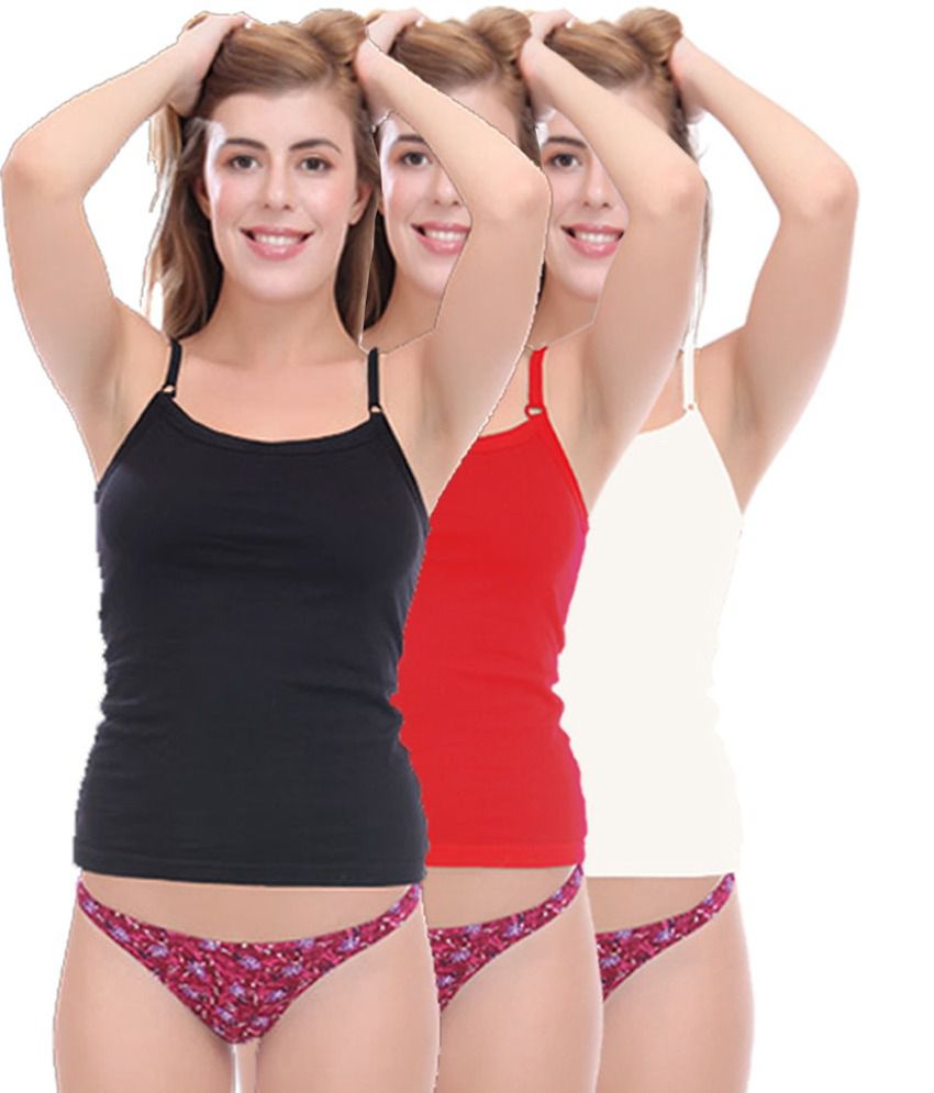     			Selfcare Multi Color  Camisoles Pack of 3