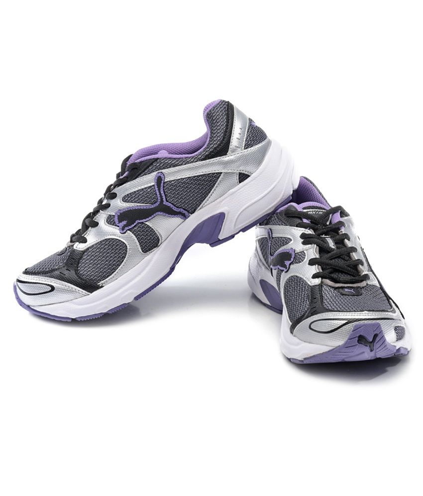 puma black and purple shoes