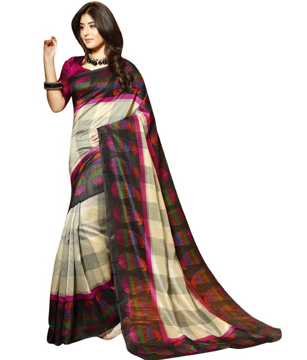 Shraddha Sarees Beautiful Print Alina Silk Saree With Blouse Piece ...