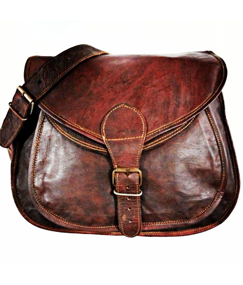 Digital Rajasthan Brown Leather Satchel Bags Buy Digital Rajasthan