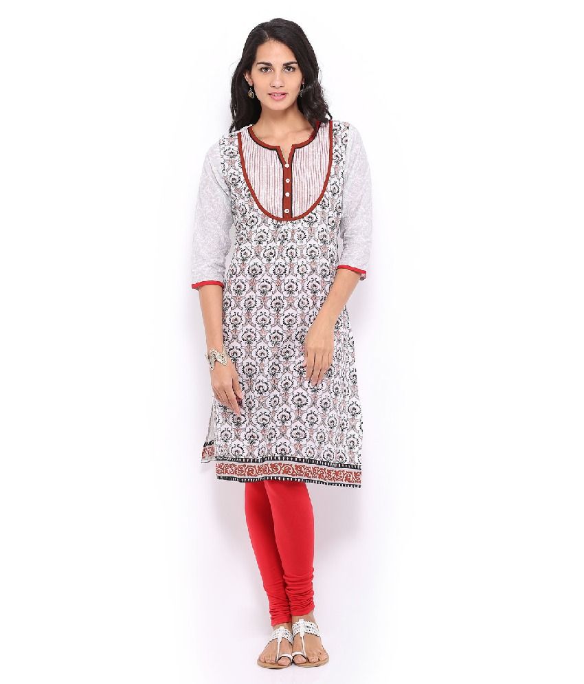 white printed kurti