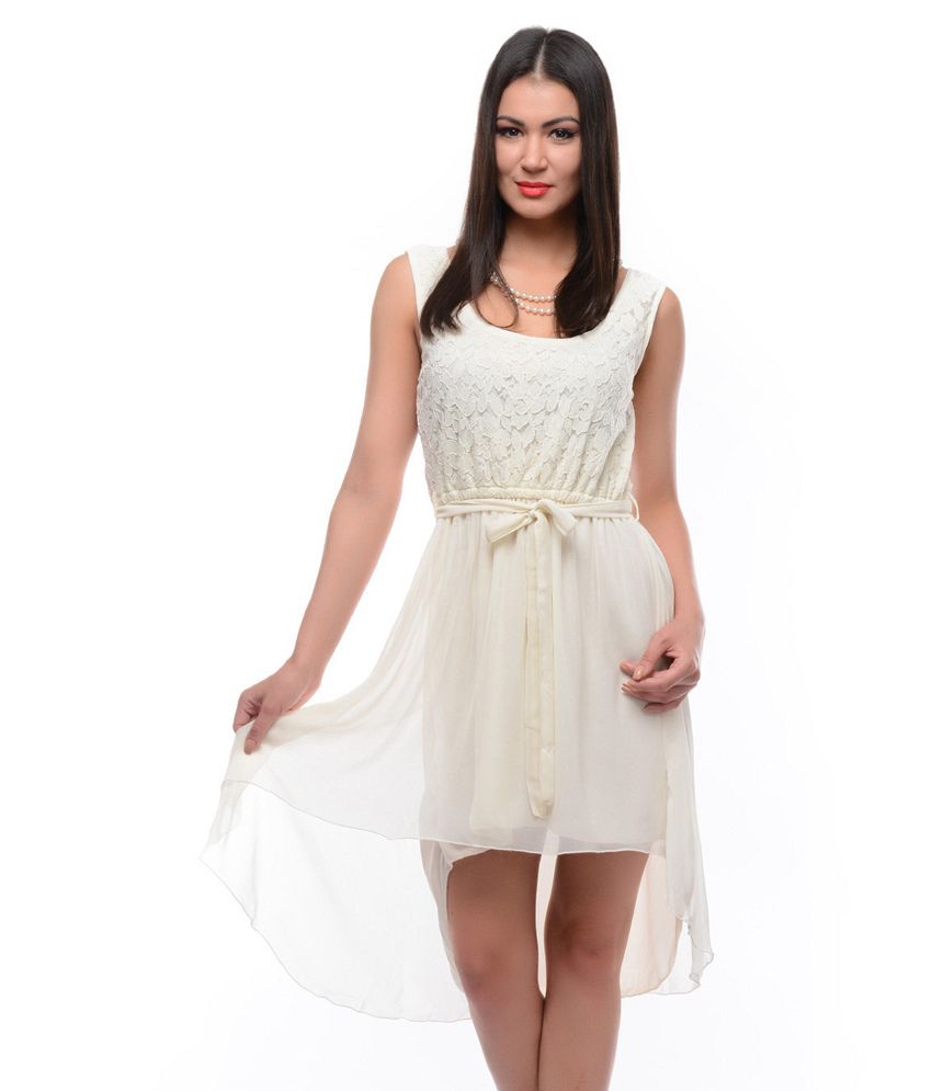 Samyara Cream Colored High Low Dress - Buy Samyara Cream Colored High Low  Dress Online at Best Prices in India on Snapdeal