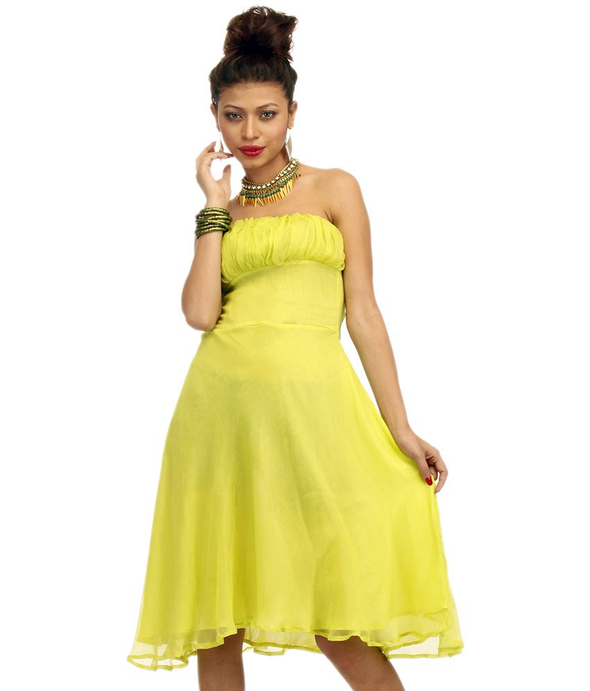 Adam N Eve Yellow Viscose Dresses - Buy Adam N Eve Yellow Viscose ...
