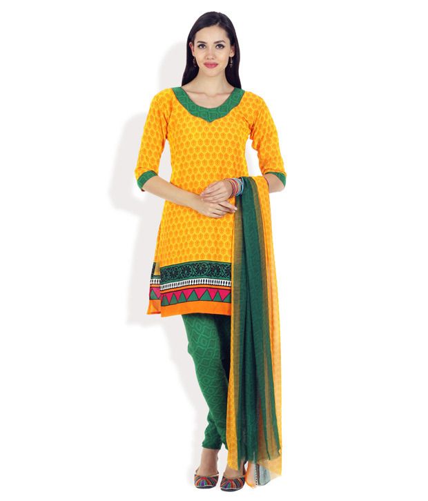 Aaboli Yellow Everyday Ethnic Ready To Stitch Suit Buy Aaboli Yellow