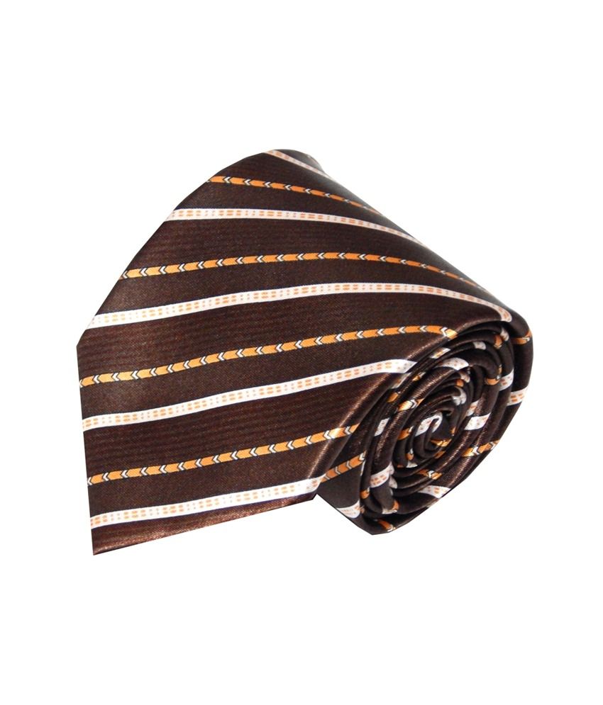 Navaksha Dark Brown Stripes Tie Buy Online at Low Price in India