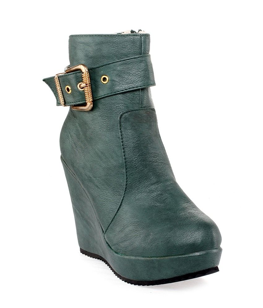army green wedge boots