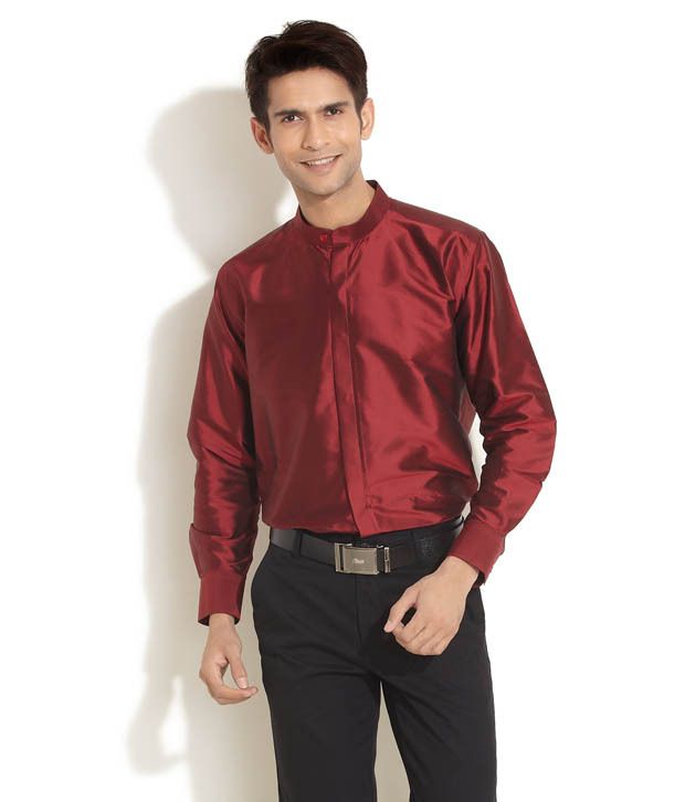 red silk shirt men