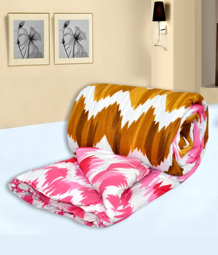 Salona Bichona Brown And Pink Stripes Cotton Comforter Buy