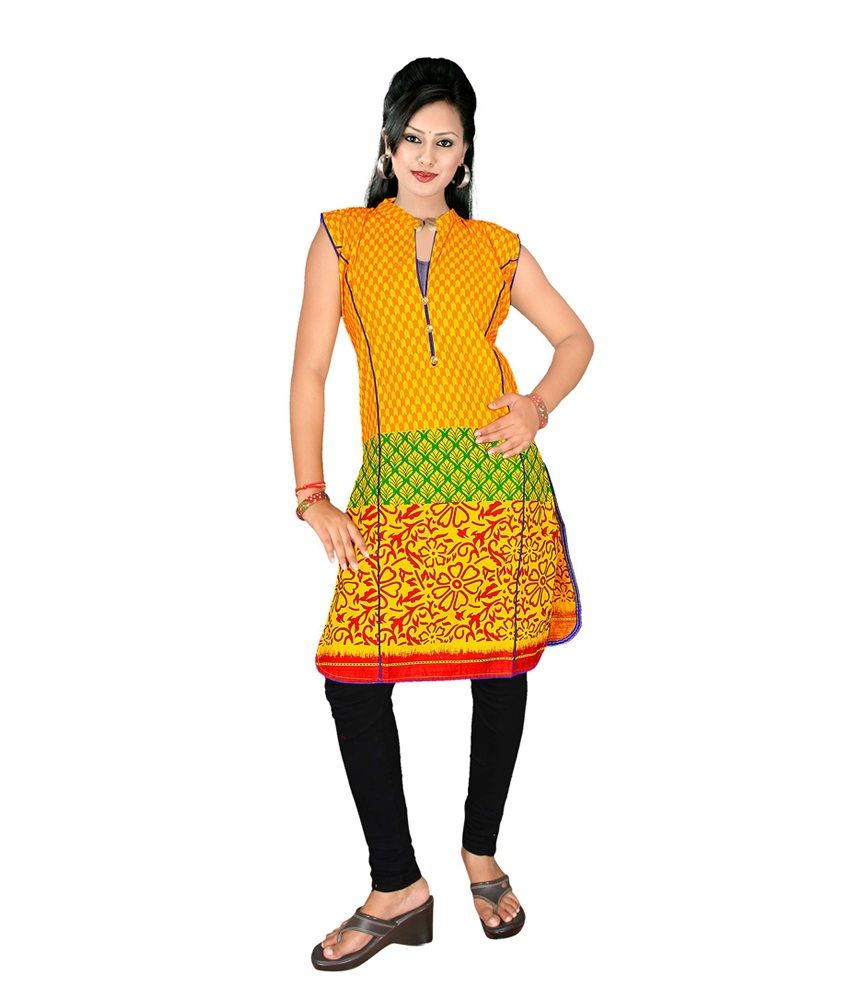 sleeveless yellow kurti