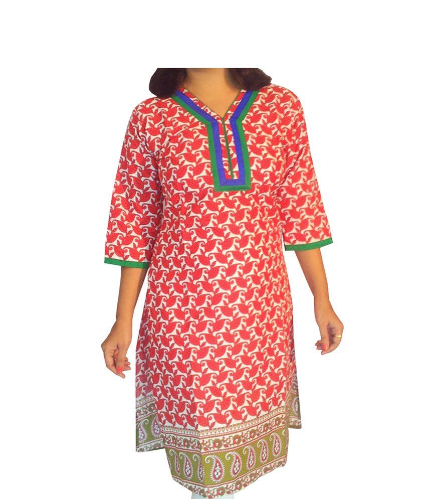 Bpt Jaipuri Printed Red Kurti - Buy Bpt Jaipuri Printed Red Kurti ...