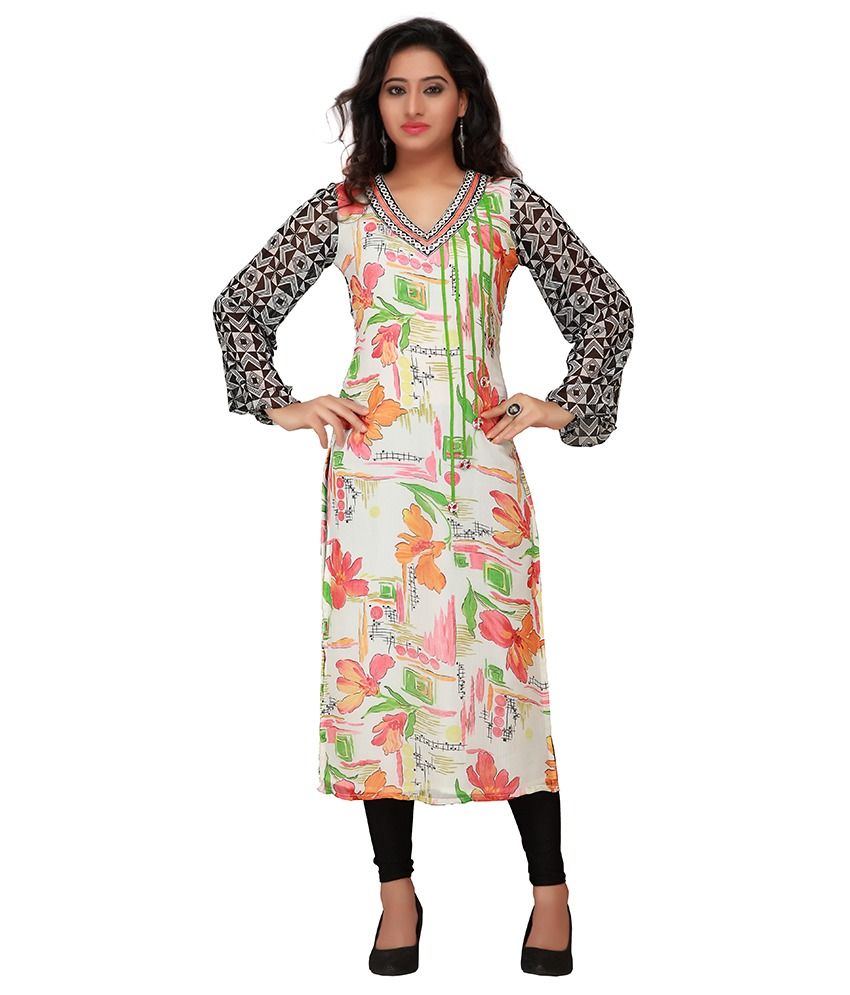 white printed kurti
