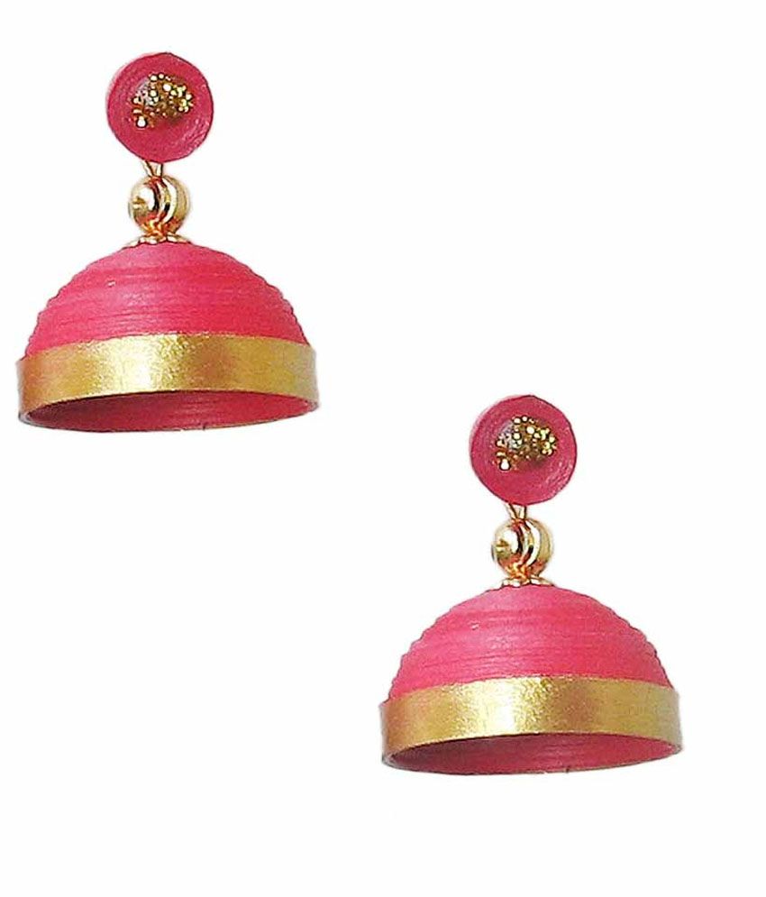 Dsignstudioo Deep Pink Quilled Jhumkas Buy Dsignstudioo Deep Pink
