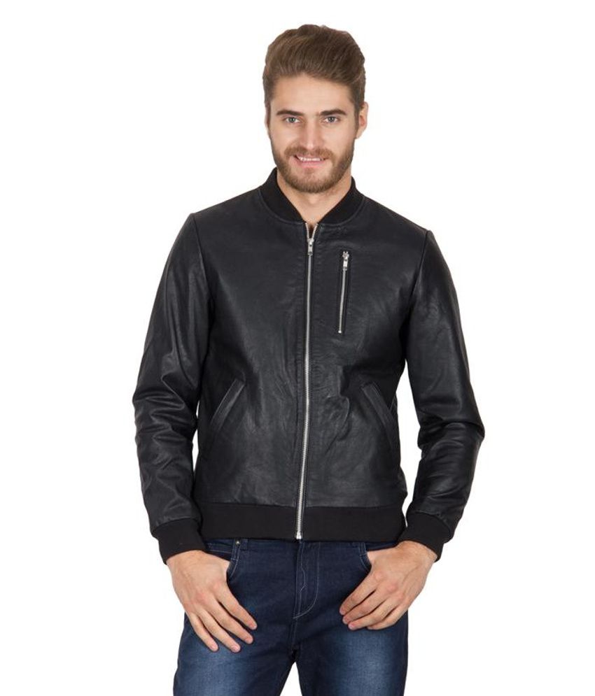 Hypernation black color leather jacket for men - Buy Hypernation black ...