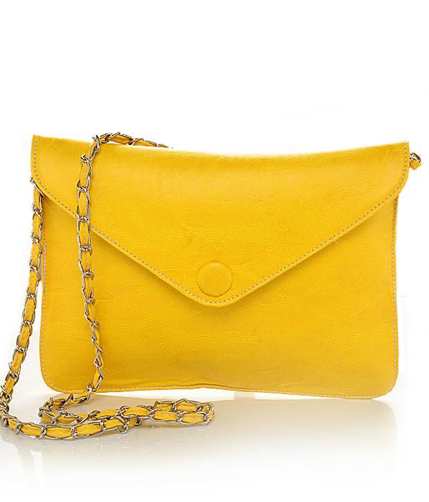 Felicita Stylish Yellow Sling Bag With Unique Long Strap ...