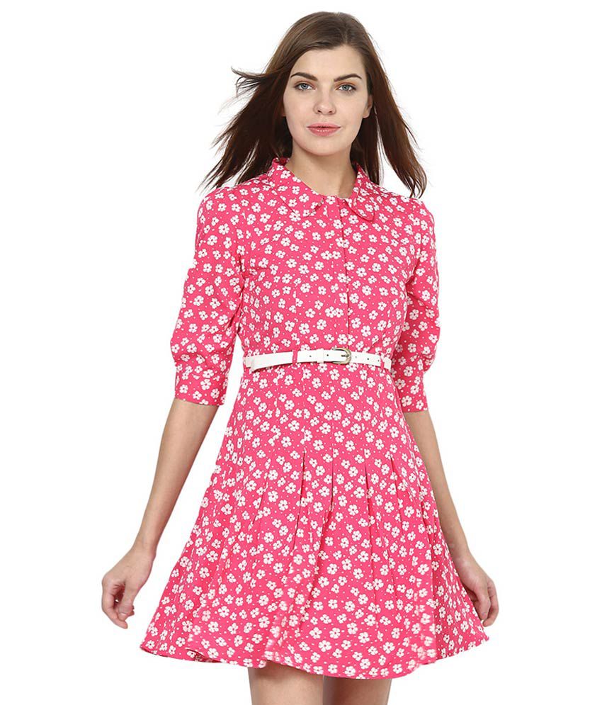 L'elegantae Pink Polyester Pastel Casual Dress - Buy L'elegantae Pink ...