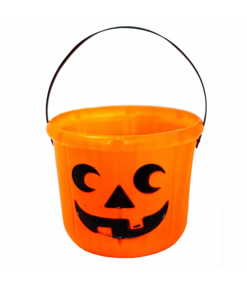 Tootpado Halloween Decorative Pumpkin Candy Plastic Basket Barrel With ...