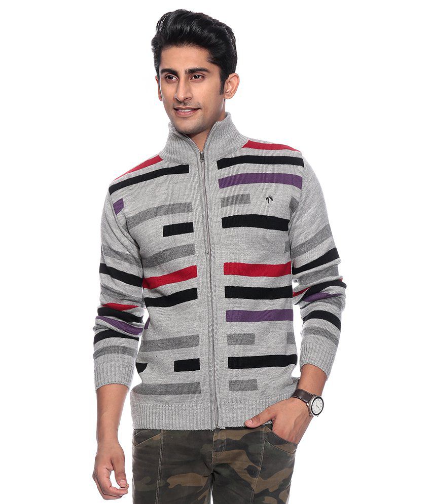 Fabtree Gray Woollen Blend Zipped Sweaters - Buy Fabtree Gray Woollen ...