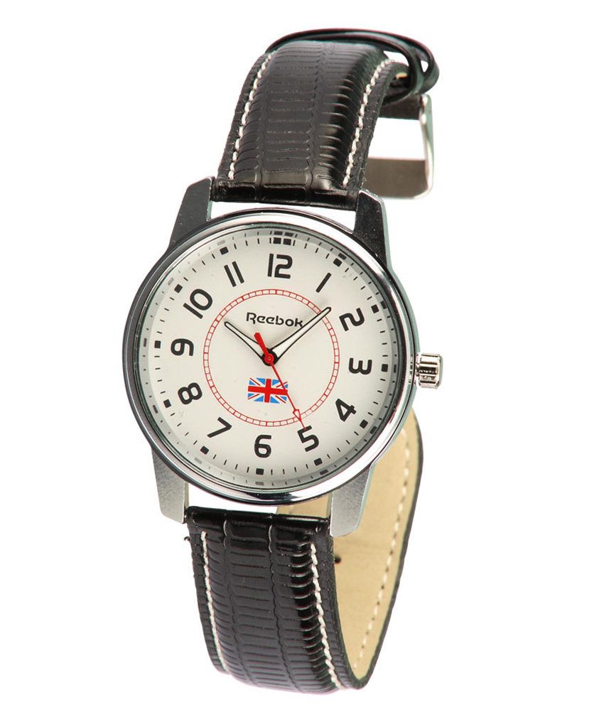 reebok men's leather strap watch