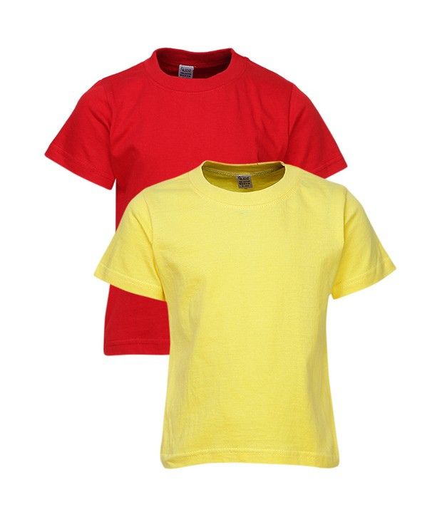 Goodway Pack of 2 Yellow & Red Color Basic T-Shirts For Kids - Buy ...
