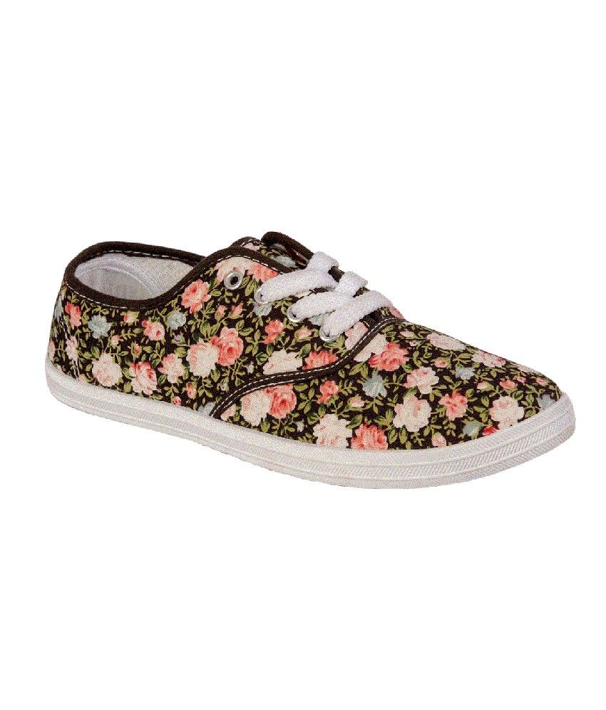 Khadim's Floral Brown Lace up Fashion Sneaker Sports Shoes Khadim's Floral Brown Lace up Fashion Sneaker Sports Shoes