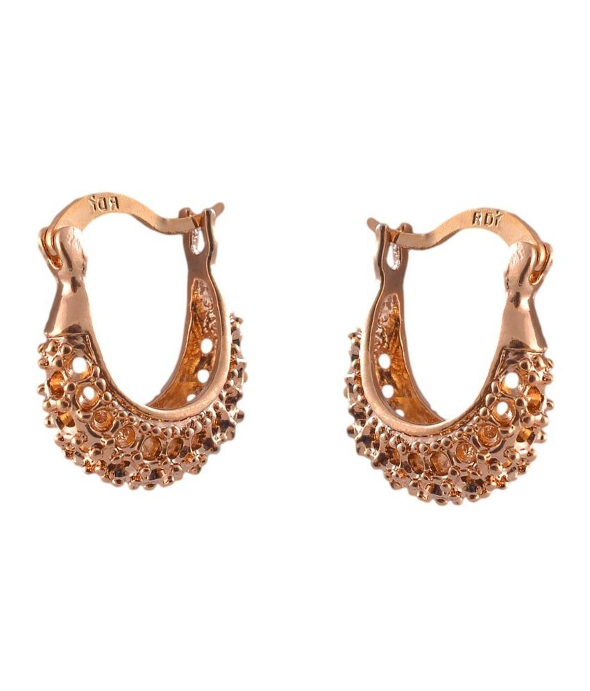 18 KT Gold Plated Hoop Earrings Gold for Women by GB Jewellery - Buy 18