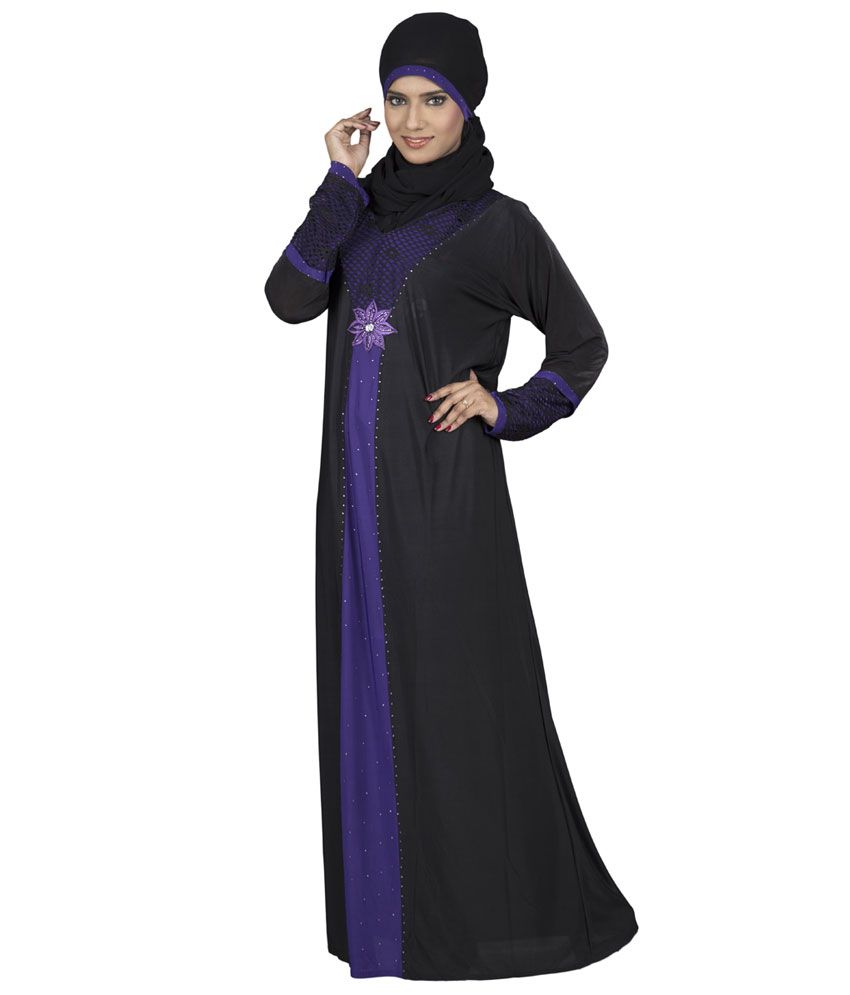 Hawai Lycra Purple Mesh Stone Embellished Burka Price in India - Buy ...