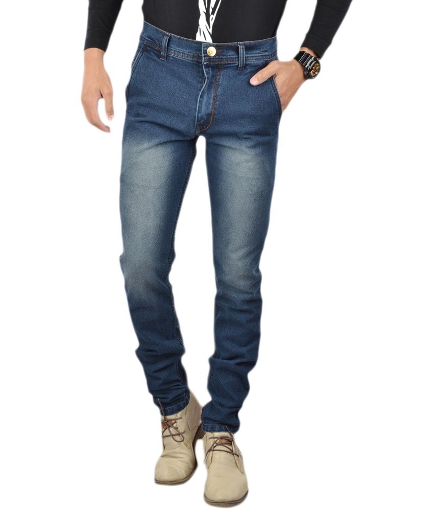 Jagged1 Blue Cotton Tapered Fit Jeans - Buy Jagged1 Blue Cotton Tapered Fit Jeans Online at Best 