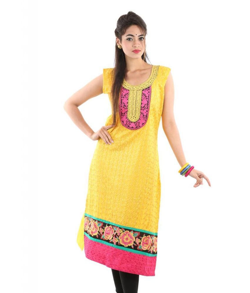 sleeveless yellow kurti