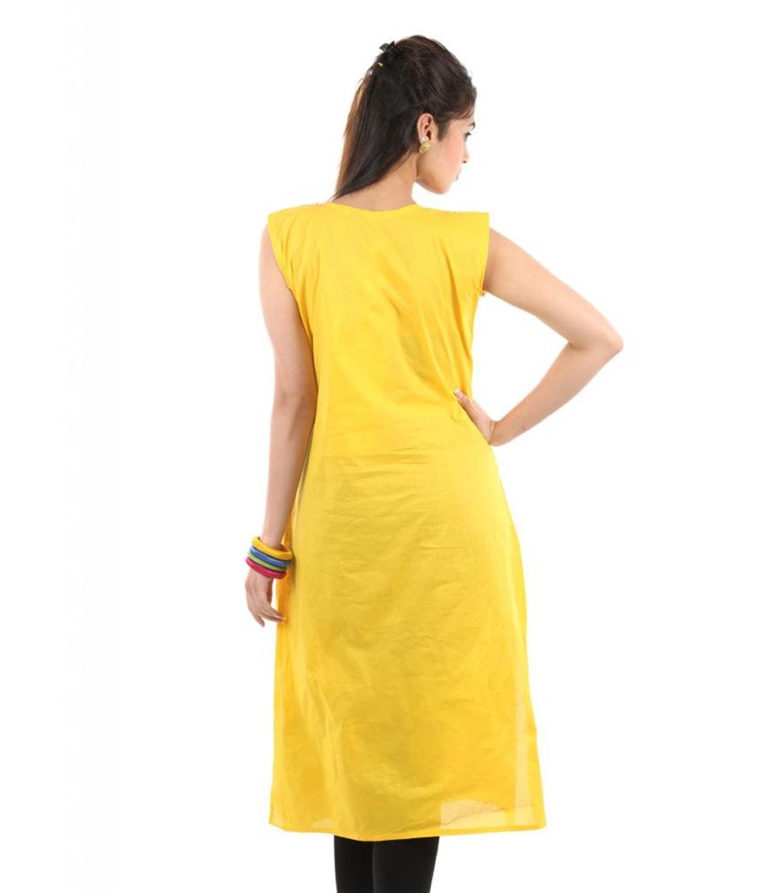 sleeveless yellow kurti