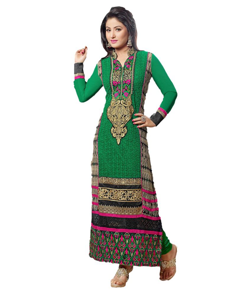 Indian Wholesale Clothing Green Faux Georgette Unstitched ...