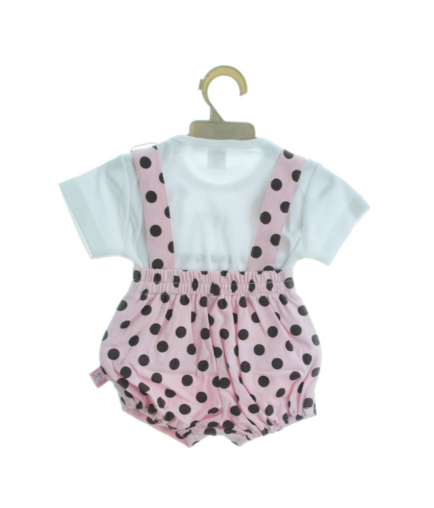 Toffy House Pink Sweet Apple & Polka Dotted Dungaree Set Buy Toffy