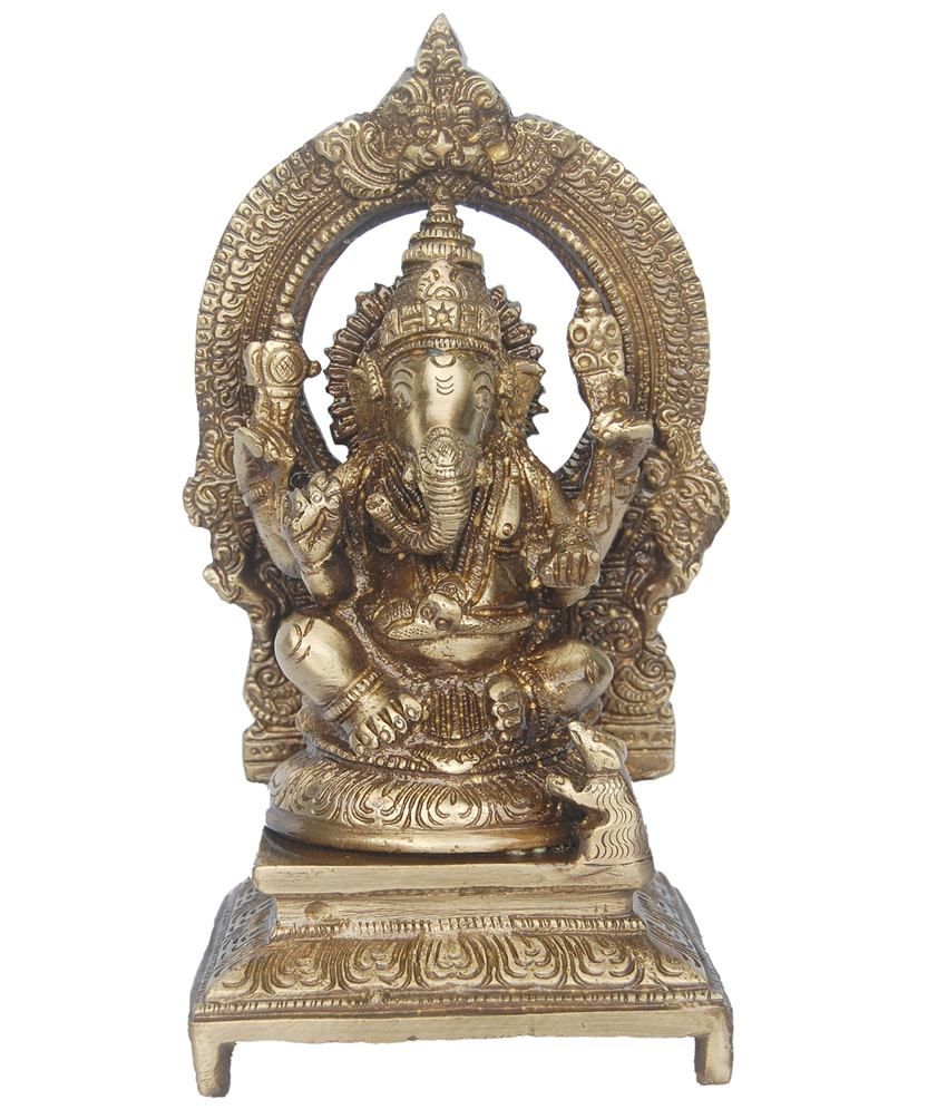 Aakrati Lord Ganesha Sitting Statue On A Throne In Antique Finish: Buy ...