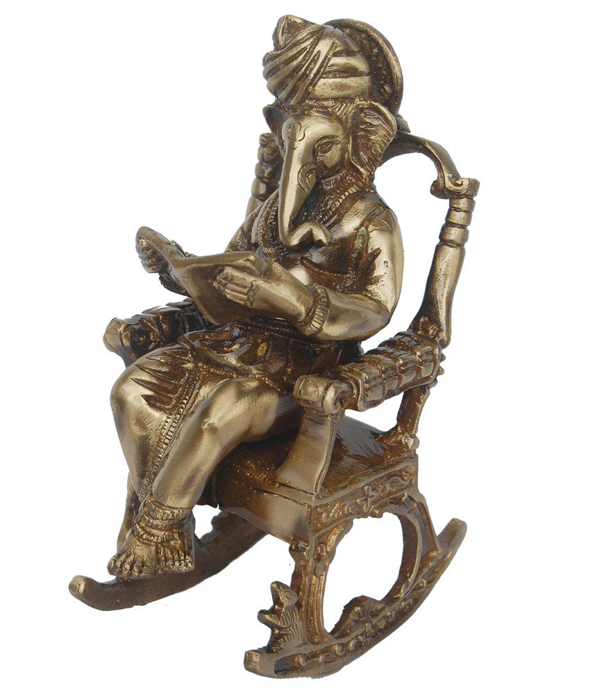 Aakrati Lord Ganesha Statue Sitting On A Chair And Reading A Book