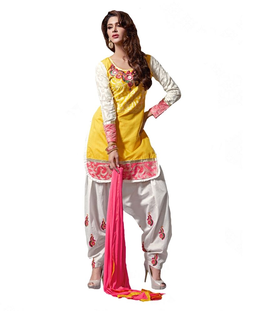 punjabi suit contrast with yellow