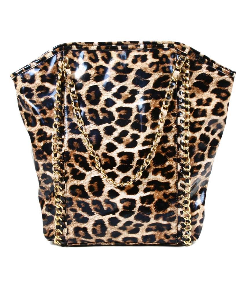 Amrita Singh Black Leopard Tote Handbag Amrita Singh Black Leopard Tote Handbag
