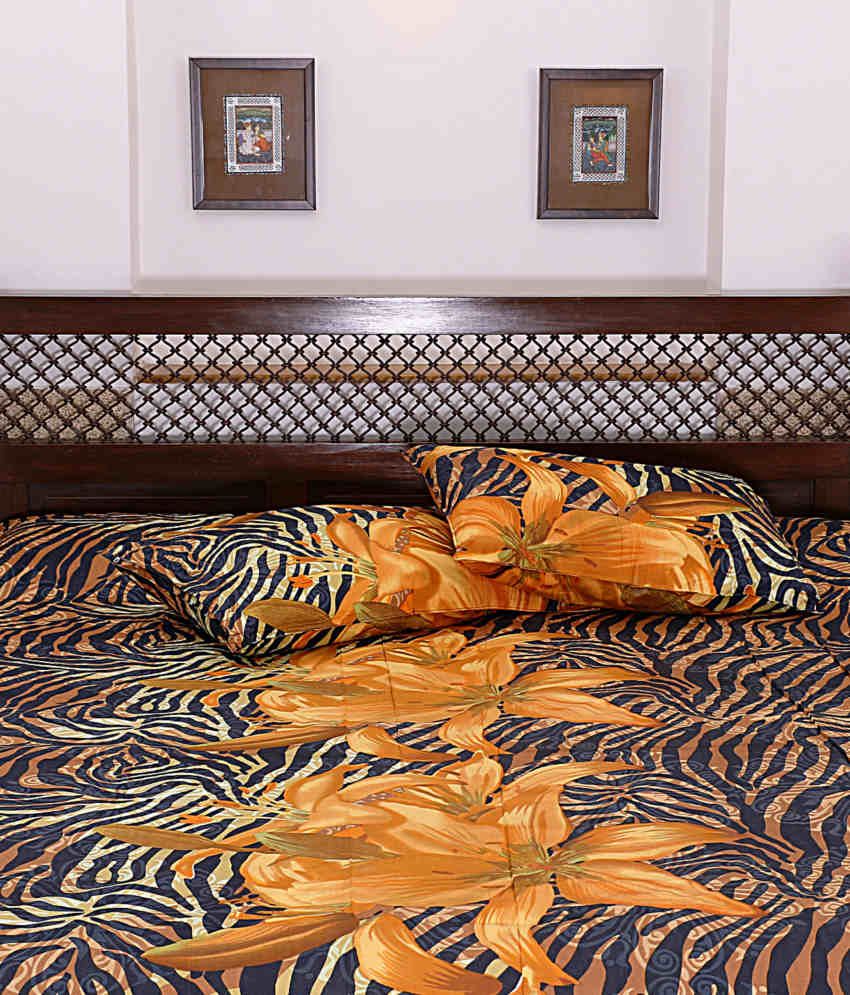 Rajasthani Sarees Blue Cotton Floral Printed Double Bed Sheet Buy