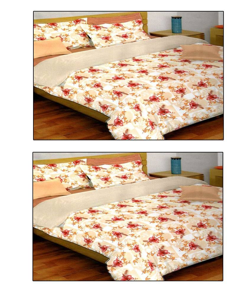 Bombay Dyeing Celsia Multicolour Floral Cotton Double Bedsheet With 2