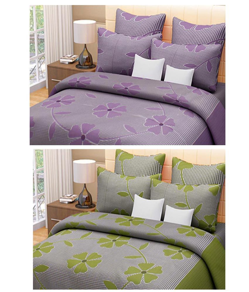 Christy's Collection Multicolor Printed Cotton Double Bed Sheet (Buy1