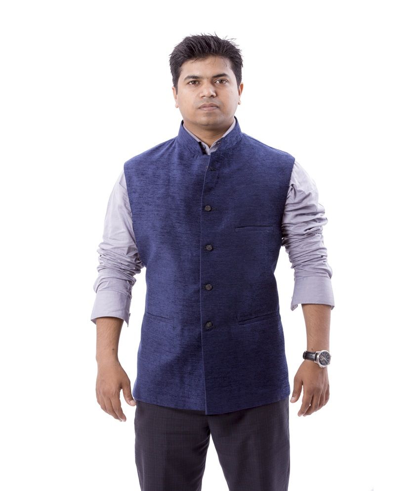 navy blue nehru jacket