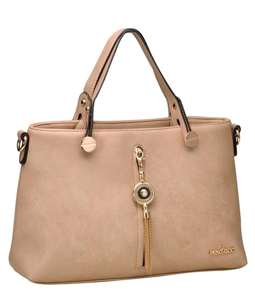 beige shoulder bag with gold chain