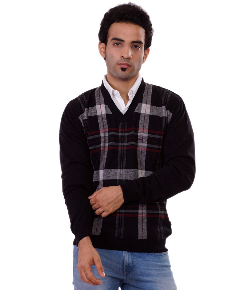 Pierre Carlo Black Full Sleeves Woollen Blend Sweater - Buy Pierre ...