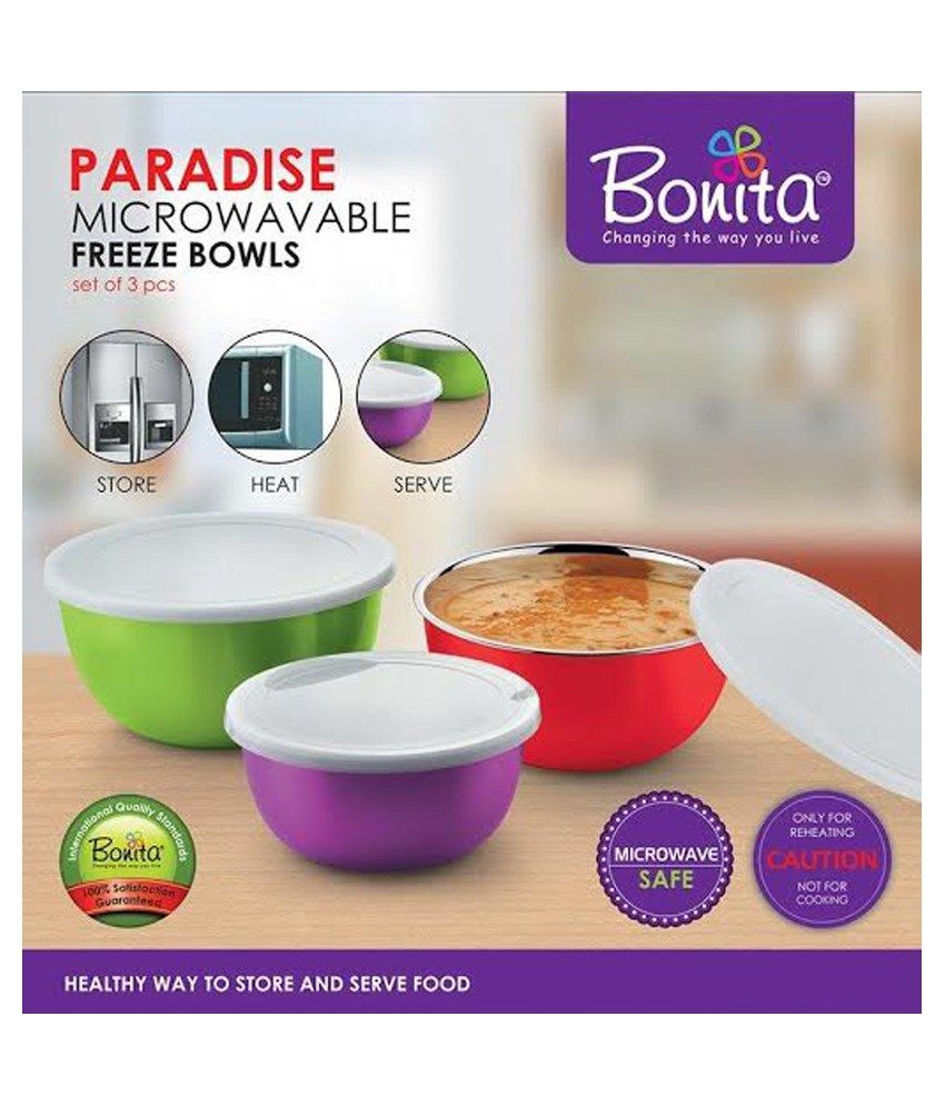 Bonita Microwonder Microwave Safe Stainless Steel Bowls Set of 3 Buy