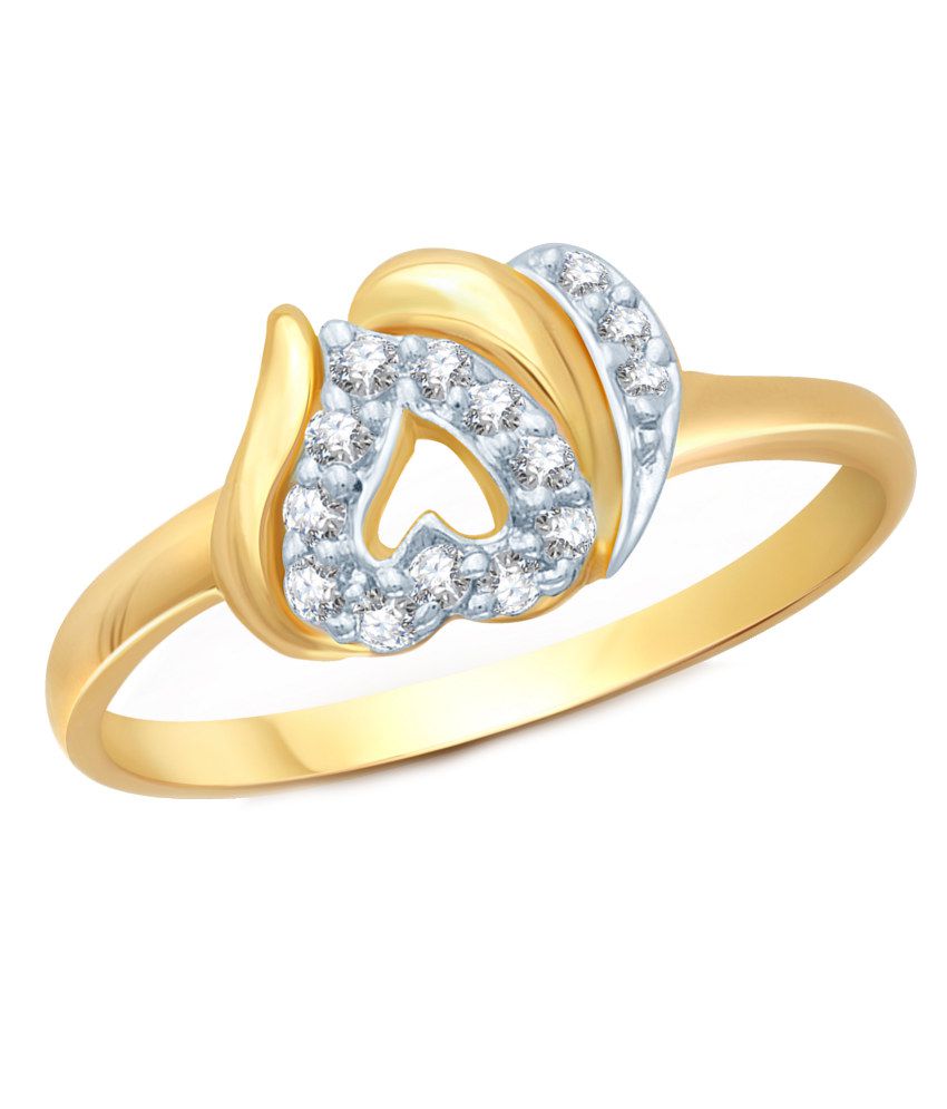 Meenaz Love Hearted Gold And Rhodium Plated Cz Ring: Buy Meenaz Love ...