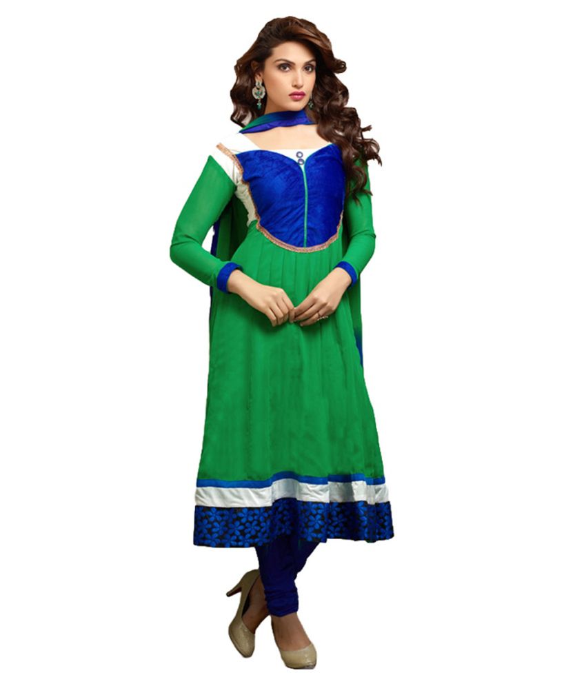 Rahi Fashion Green and Grey Georgette Anarkali SemiStitched Suit  Buy  Rahi Fashion Green and Grey Georgette Anarkali SemiStitched Suit Online at  Best Prices in India on Snapdeal